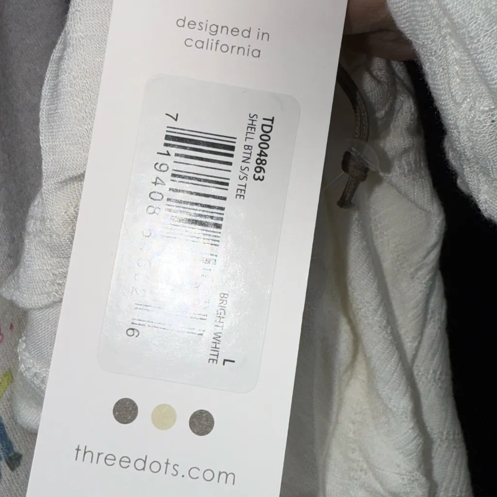 Three Dots Button-Down T-Shirt in Bright White - Image 5