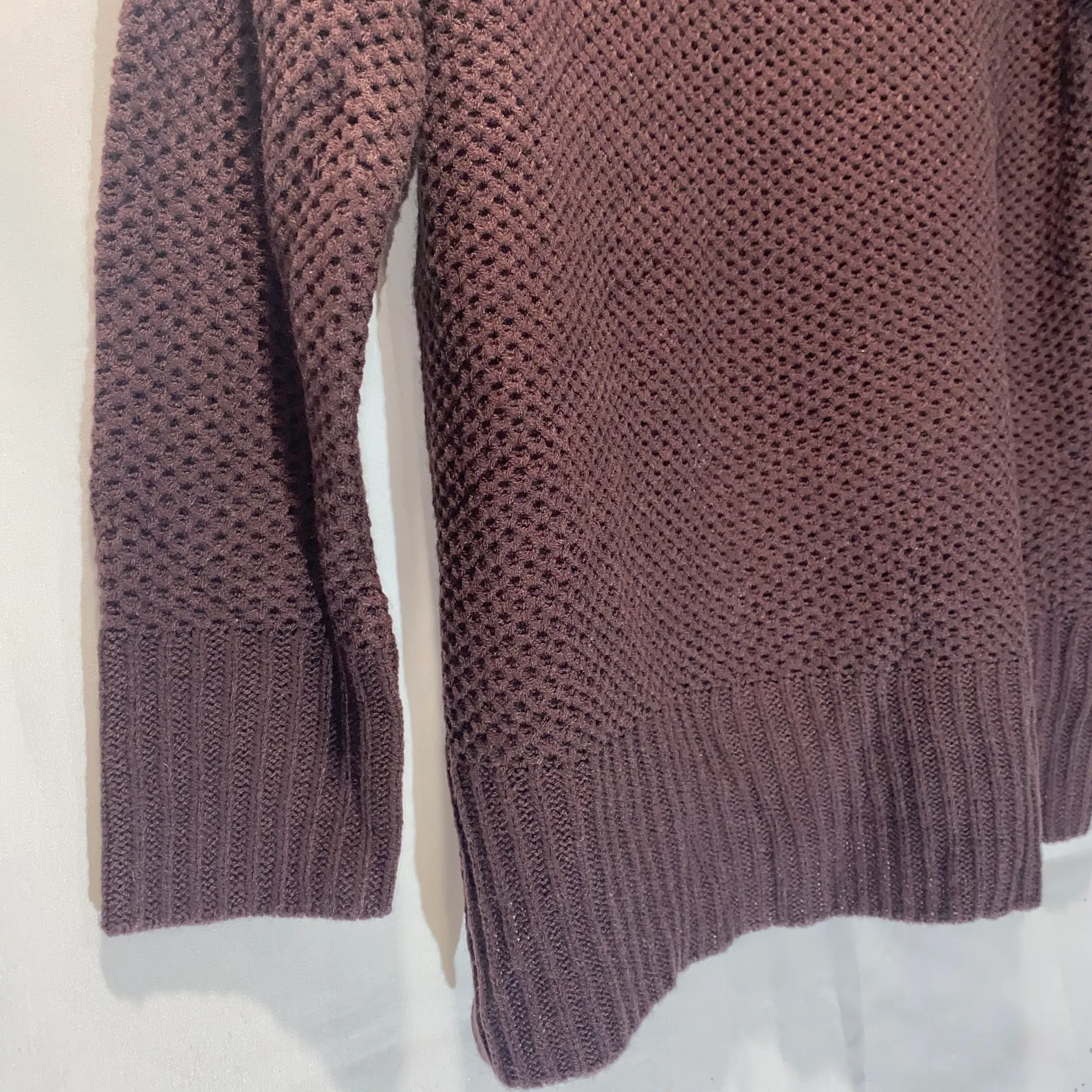 Waffle Knit Cowl Neck Pullover Sweater Small - Image 4