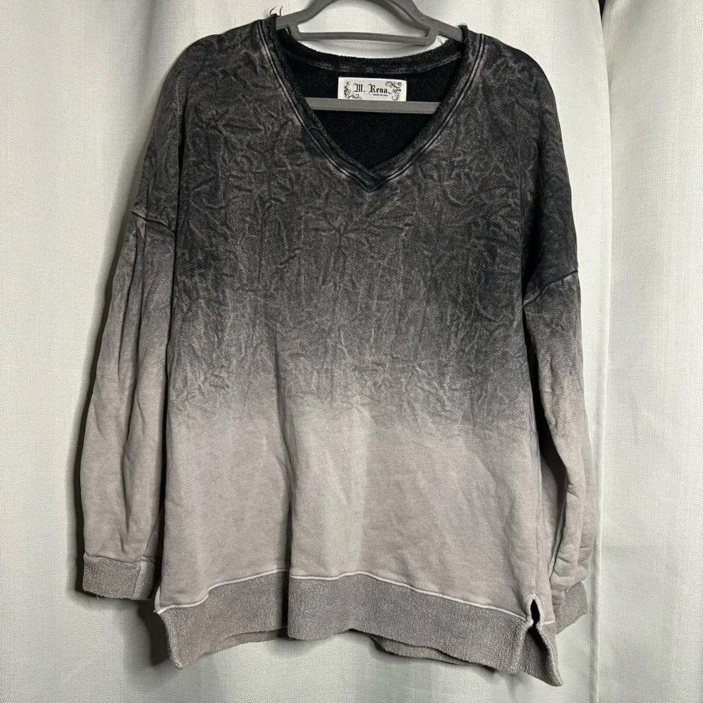M. Rena Grey Ombré Oversized Pullover Sweater Small Gray - Image 9