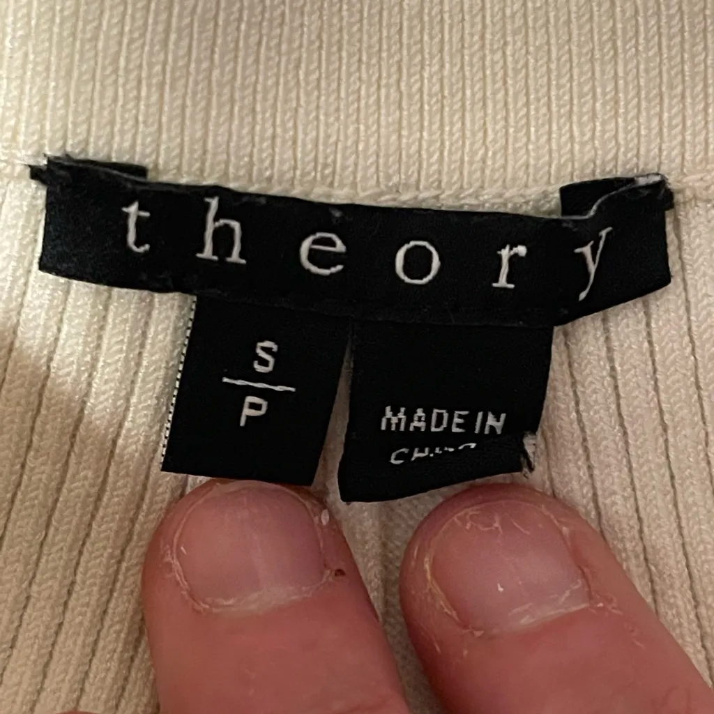 Theory Women’s Ribbed Sweater Knit Skirt Ivory A-Line Mini Cozy Minimalist Luxe - Image 3