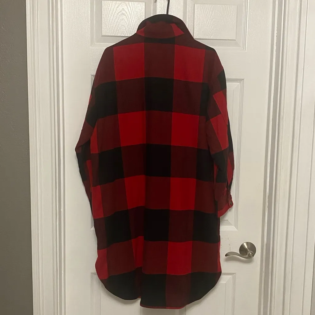 H&M Oversized Knee Length Plaid buffalo Shacket NWT - Image 5