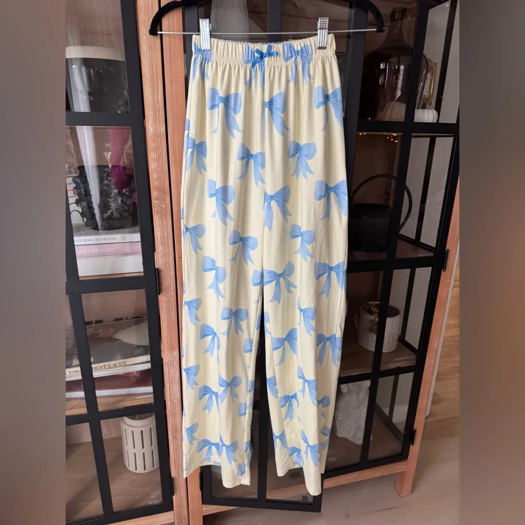 Happy Camp3r bows pajamas pants coquette watercolor lounge butter pastel Yellow Size XS - Image 6