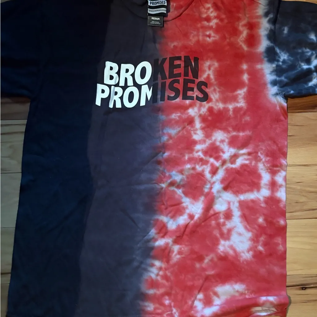Broken Promises Tie-Dye Long Sleeve Tee - Red and Black - Image 2