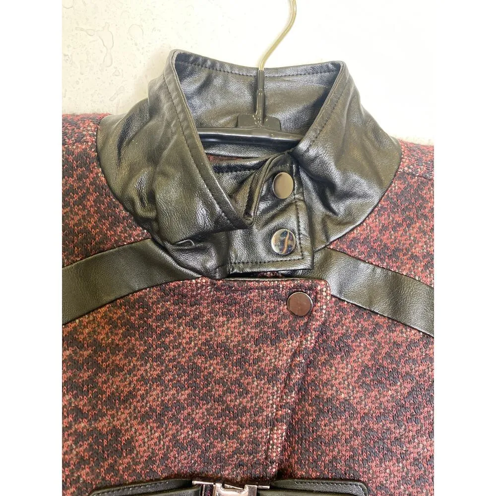 SA by Seth Aaron Knit & Faux Leather Coat w/ Toggle Clasp Closure EUC Sz 8 - Image 3