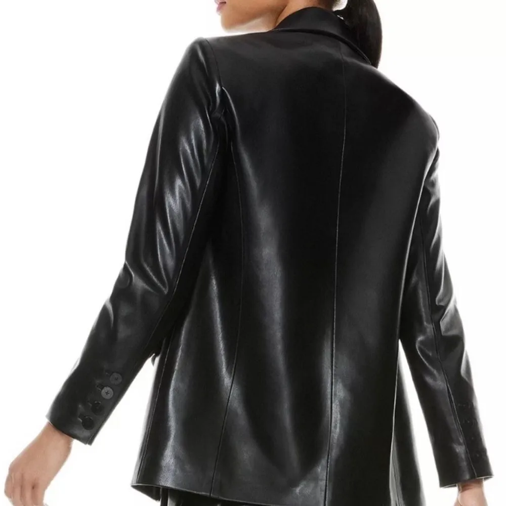 Joie Black Faux Leather  Lined Jacket Size M - Image 3