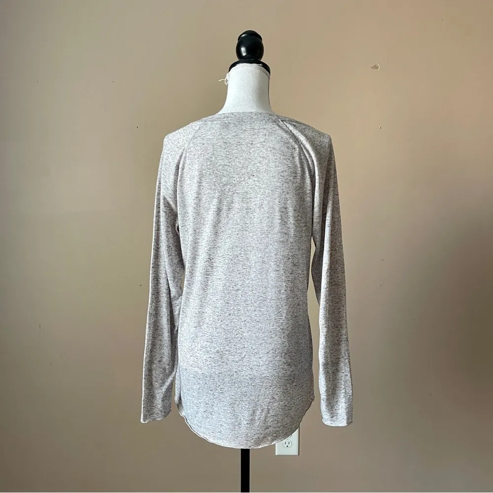 ATHLETA | Heather Gray Moonlight Mile Linen Blend Long Sleeve Tee - Sz XL - Image 3