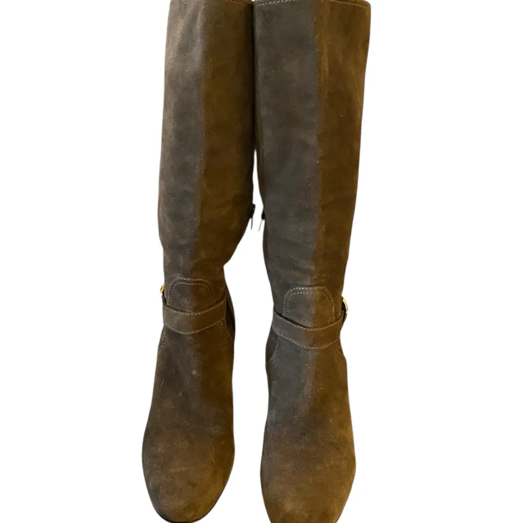 Coach Robynn mid-calf boots Flint Brown kidskin suede rounded toe Brass buckles - Image 11