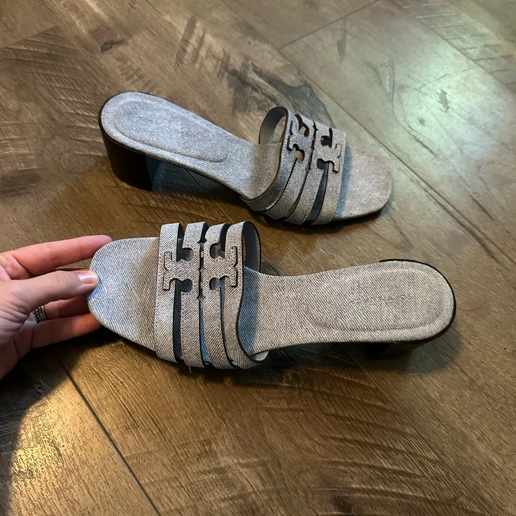 NEW Tory Burch Ines Slide Block Heel Blue Cloud 7.5 - Image 3