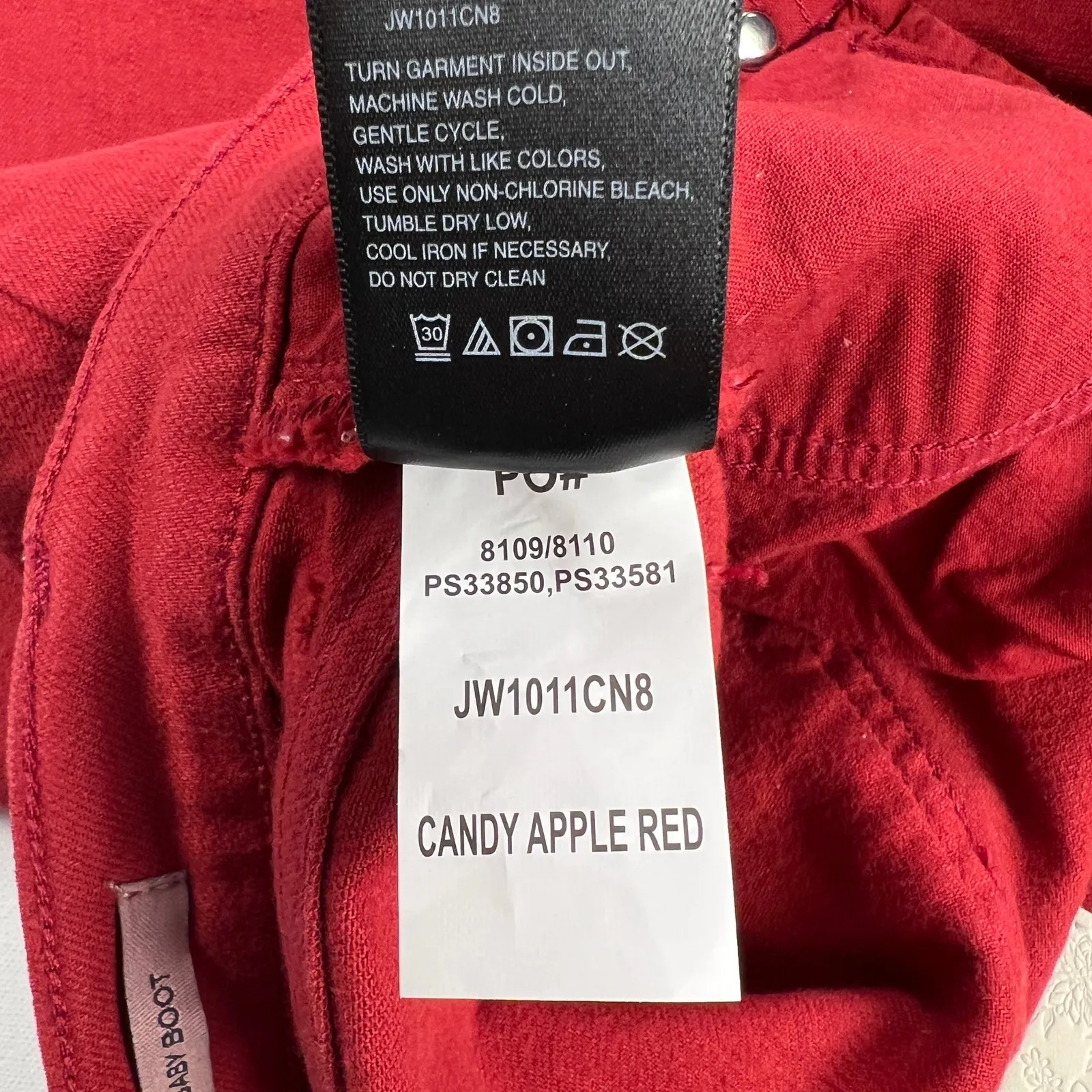 Johnny Was Marseille Baby Boot Jeans Candy Apple Red NEW 27.5” Inseam Size 30 - Image 12