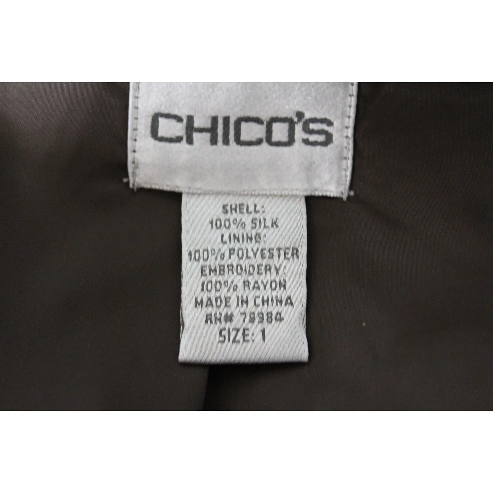 Chico's Silk‎ Blazer Size 1 Medium Orange Long Sleeve Open Front Collar Women's - Image 4