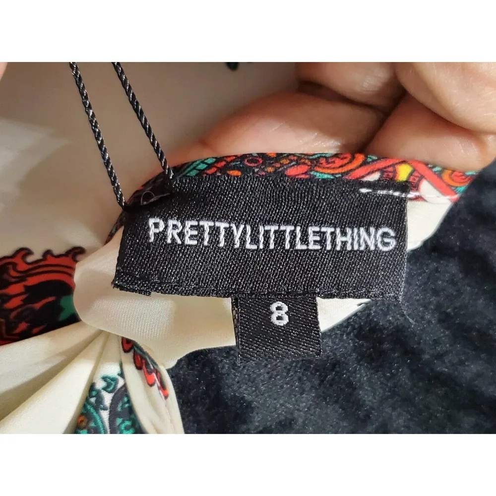 Prettylittlething Women's Polyester V-Neck Long Sleeve Knee Length Dress Size 8 - Image 9