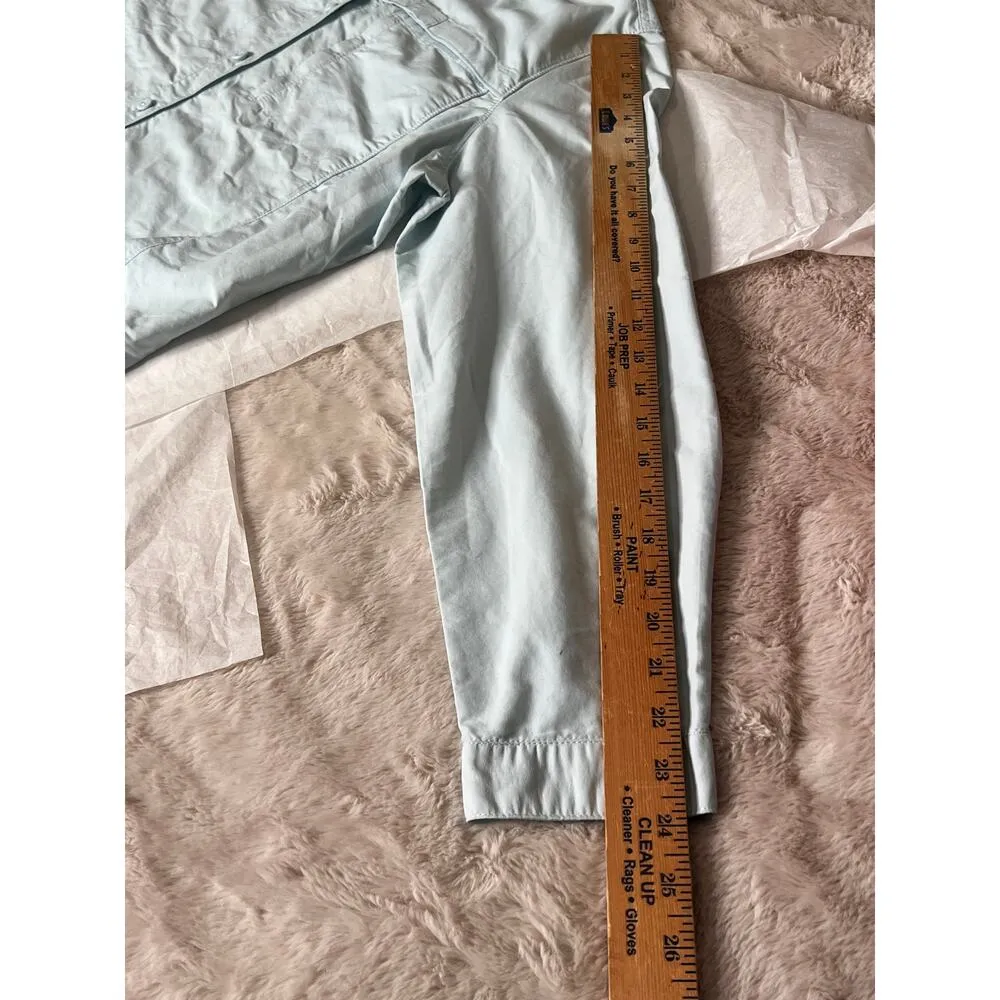 LL Bean womens size XL performance shirt light blue button-up roll tabsleeve - Image 6