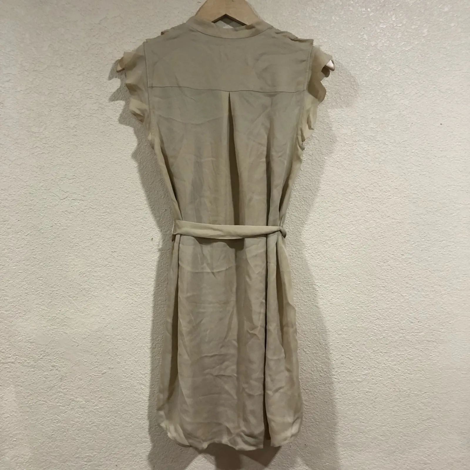 New L’Agence tan ruffle button front mini dress - Image 2