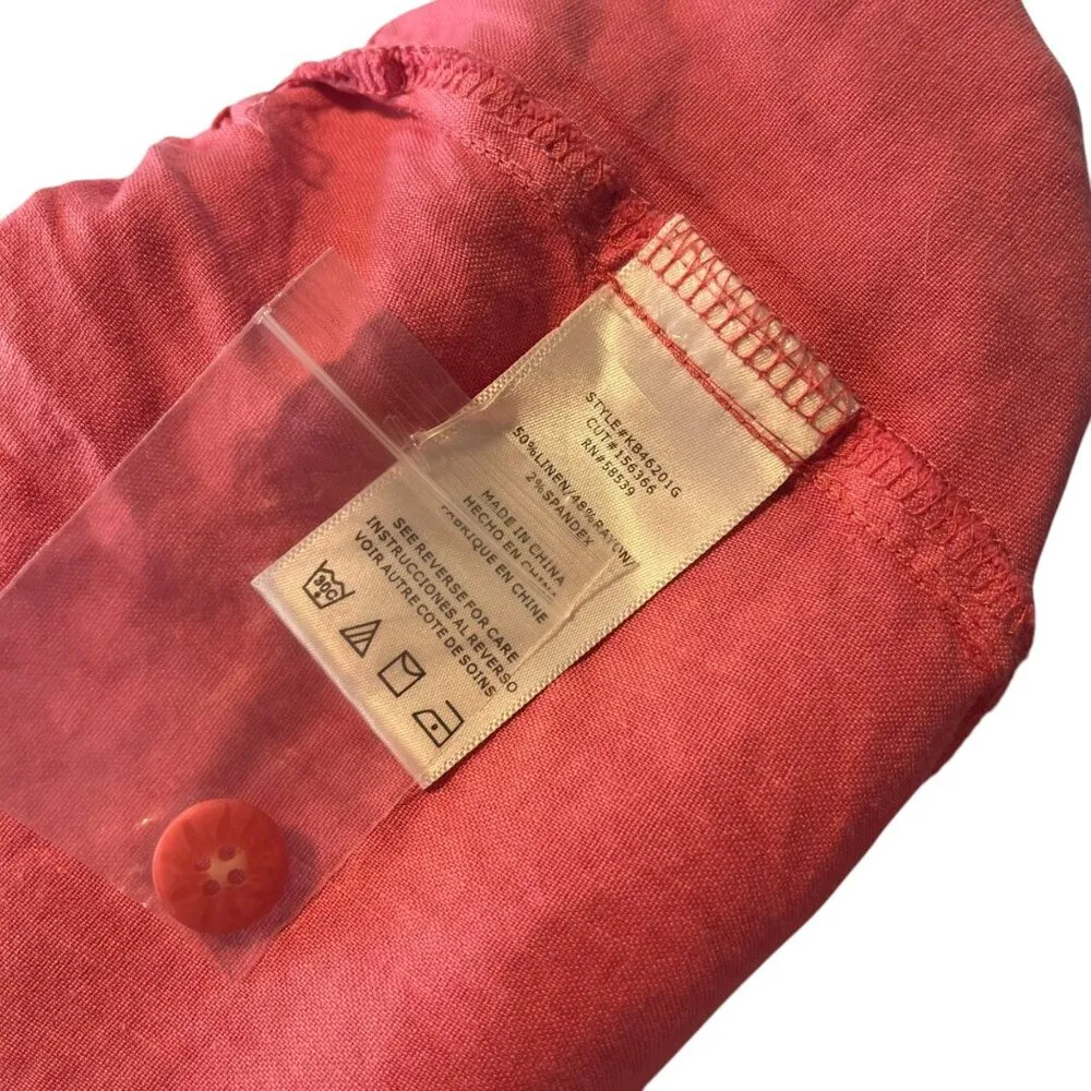 Kut From The Kloth Women's 1X Pants Straight Leg Linen Blend‎ Pink Drawstring - Image 3