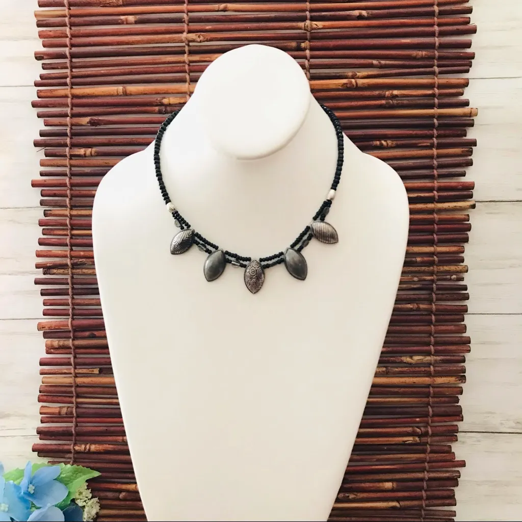 Chico's Black Glass Seed Bead Choker Necklace - Image 3