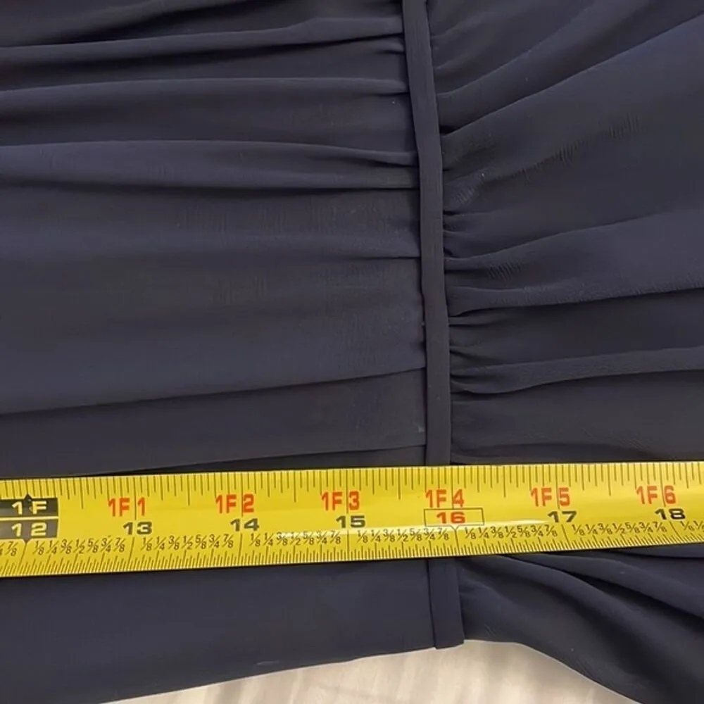 Morilee Madeline Gardner Navy Blue Gown Womens 2 High Halter Chiffon A - Image 15