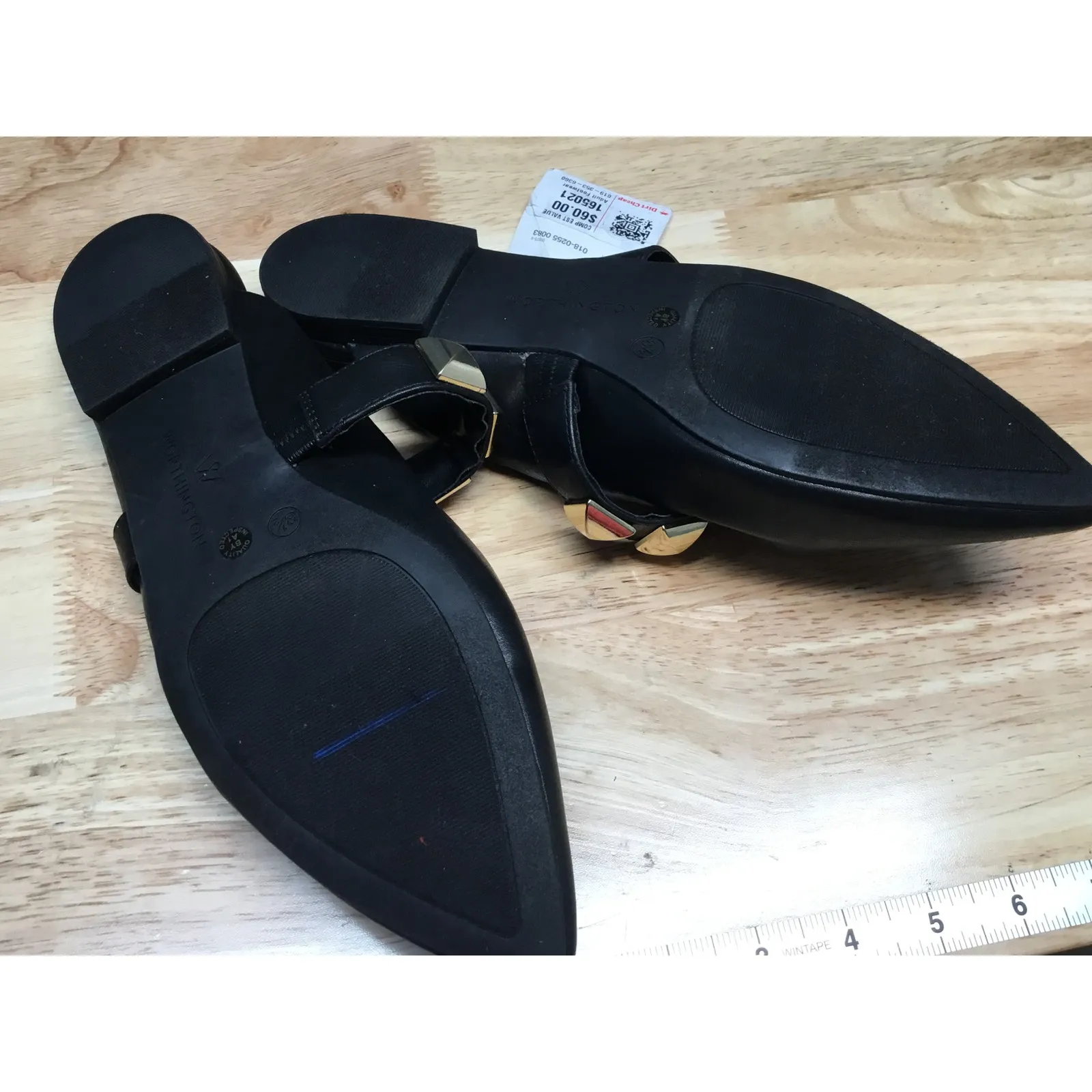 Worthington Women's 8.5 Black Leather Studded Pointed Toe Classic Slip-On Mules - Image 3