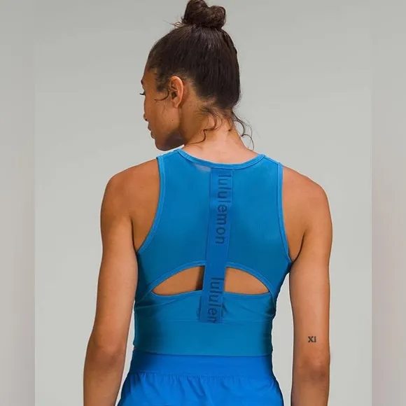 NEW Lululemon Mesh Back Training Cropped Tank Top Poolside Blue Size 4 - Image 2