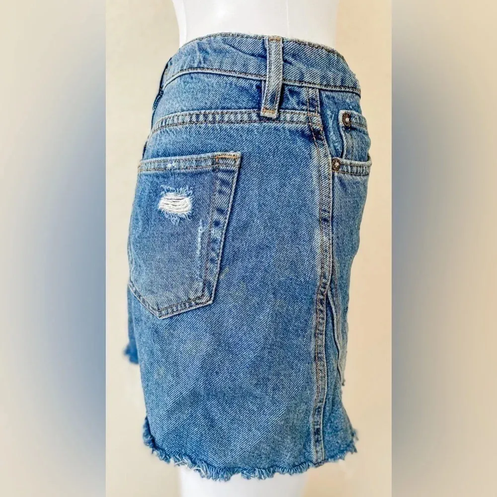 We The Free  by Free People | Distressed Ripped Jean Denim Skirt | Size 24 - Image 2