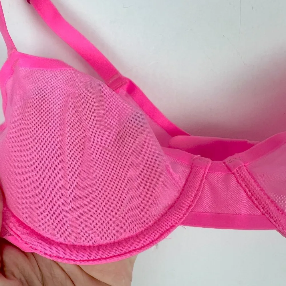NWT Aerie SMOOTHEZ Mesh Unlined Balconette Bra Underwire Pink Size 36C NEW - Image 2
