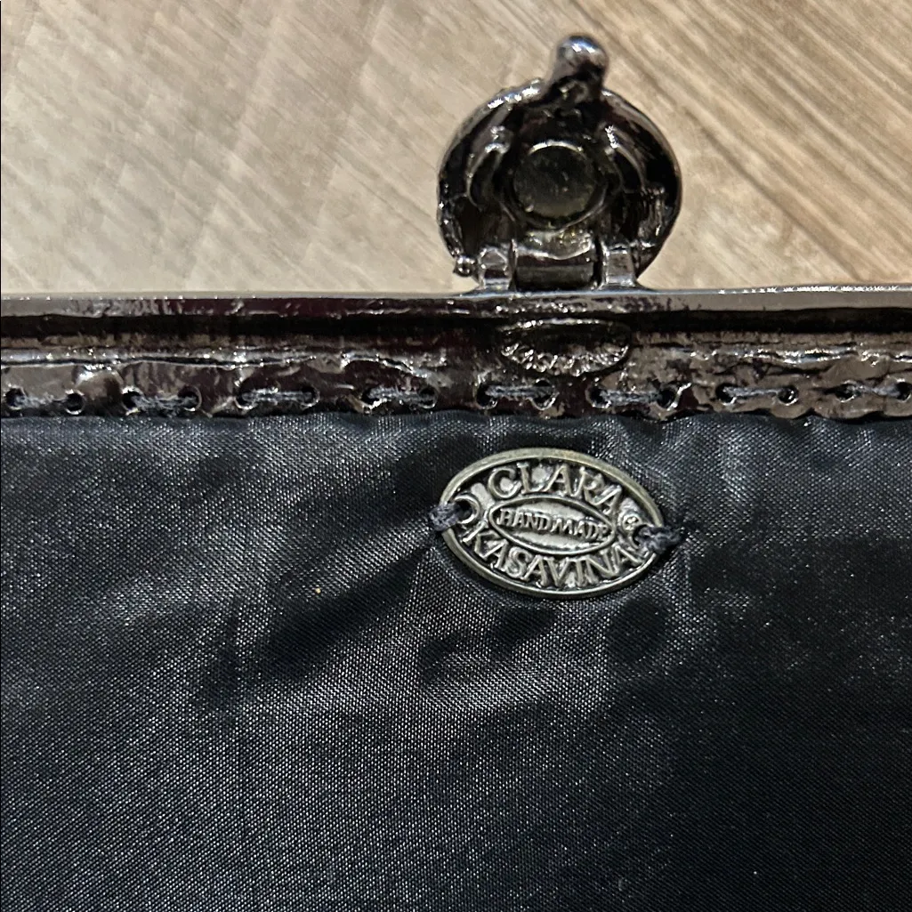 Chic Black Wallet with Jewel Detail - Image 2