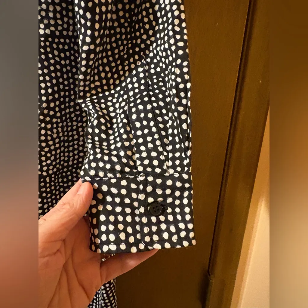 India Collection Emerson Fry Ry Belted Shirt Dress in Painterly Dots - Image 7