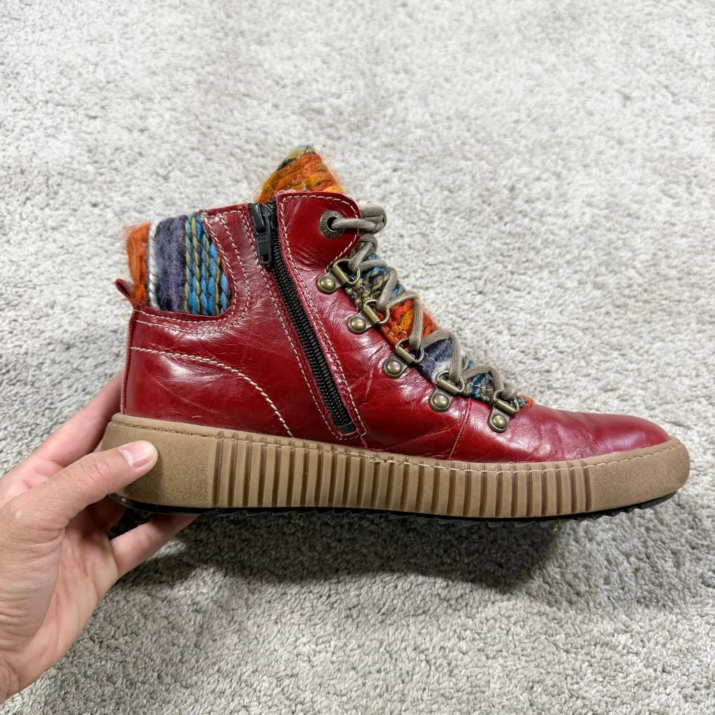 Josef Seibel Women’s Maren 06 Lace Up Leather Ankle Boot Side Zip Red 39/US 8.5 - Image 11