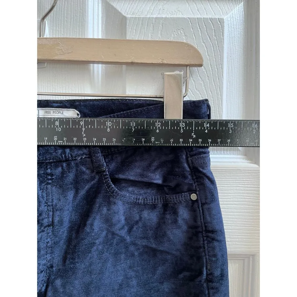 Free People Size 28 Blue Velvet Skinny Pant 26 Inch Inseam Holiday - Image 5