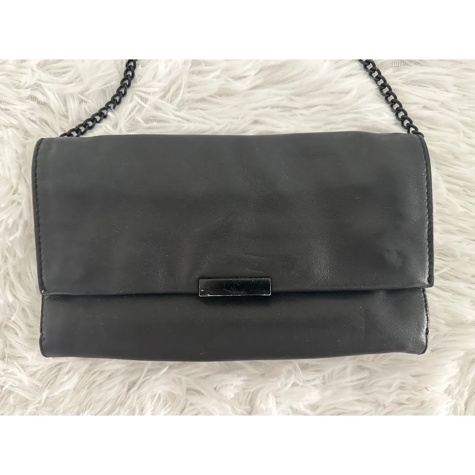 Loeffler Randall  Tab Black Leather Clutch Bag - Image 2