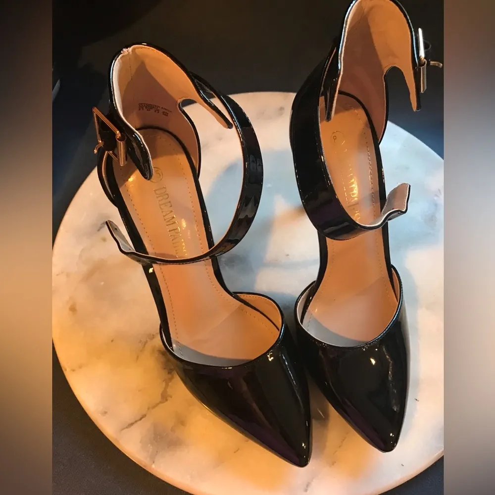 Black Dreampair Pointed Toe Ankle Strap Stiletto Pumpsu - Image 2