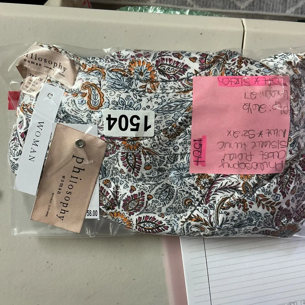 Philosophy Paisley Print Short Sleeve Top - Cream and Purple - Image 7