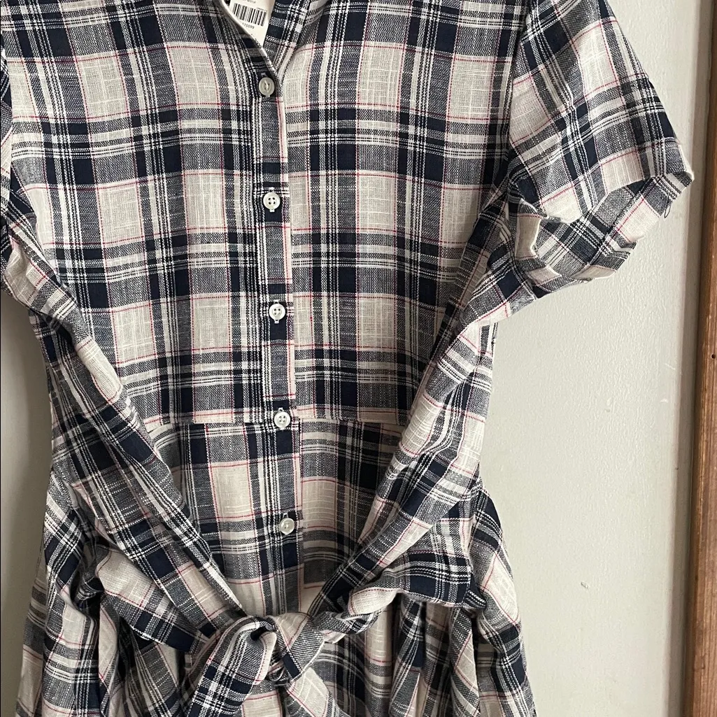 Anthropologie 11 1 Tylho Plaid Tie Front Shirt Dress - Image 8