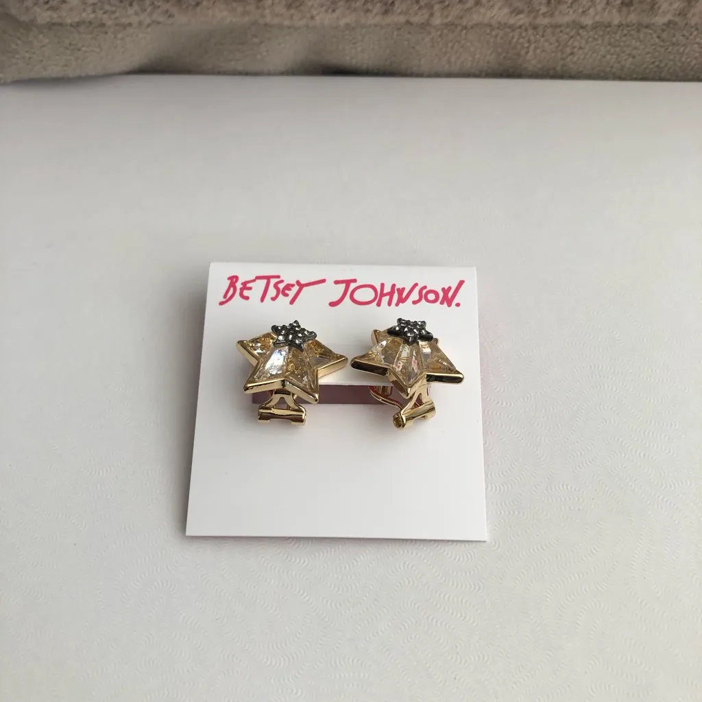 Betsey Johnson Celestial Punk crystal star stud earrings. New in package. - Image 2