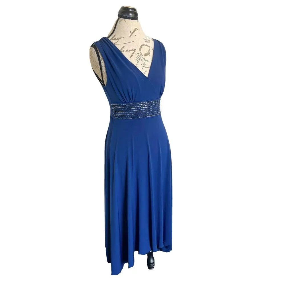 AGB Dress Size 6 Blue Rhinestones Evening Party Wedding Guest Elegant Cocktail - Image 3