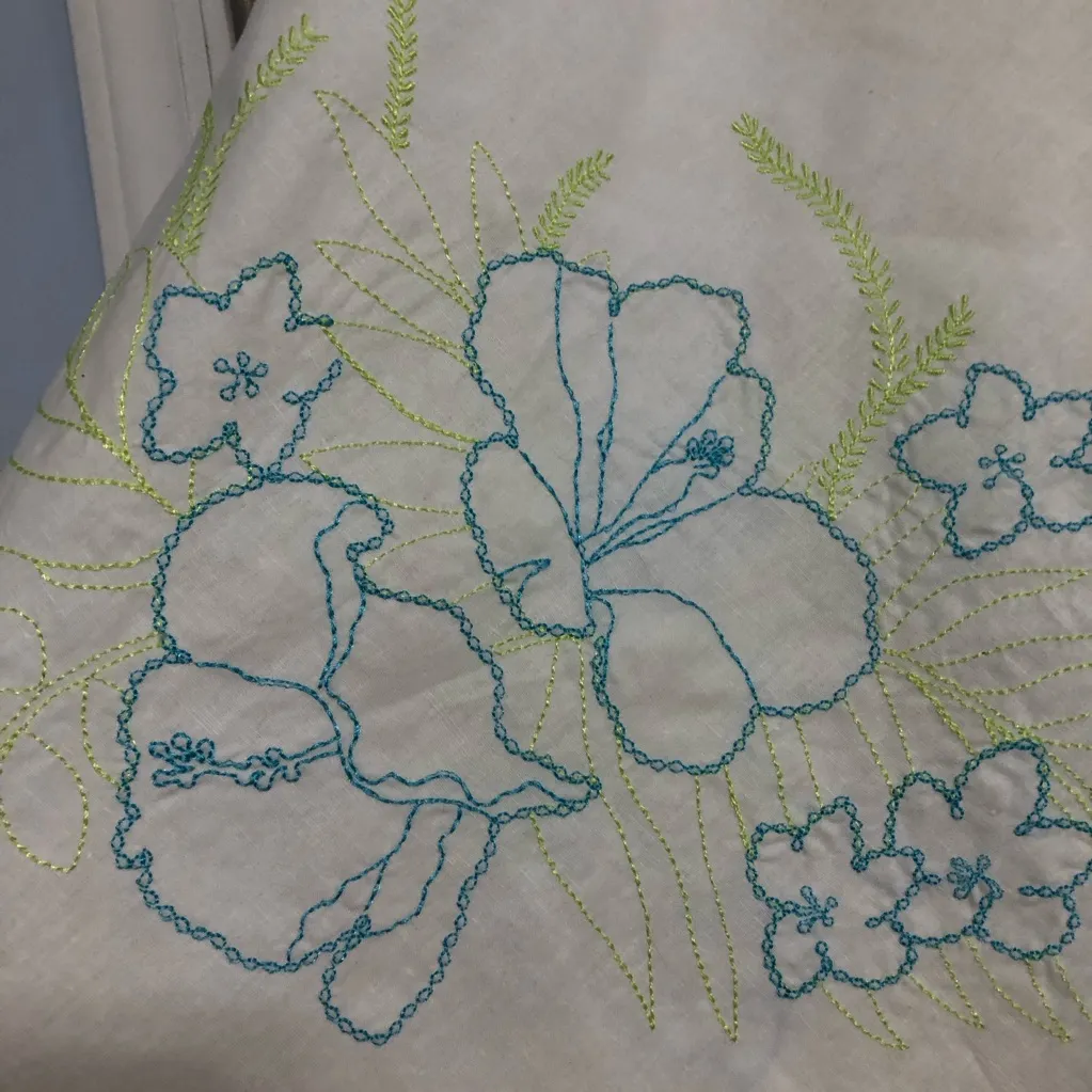 Vintage NWT George linen rayon 90s‎ Y2K floral embroidered skirt New size 18 Blue - Image 2