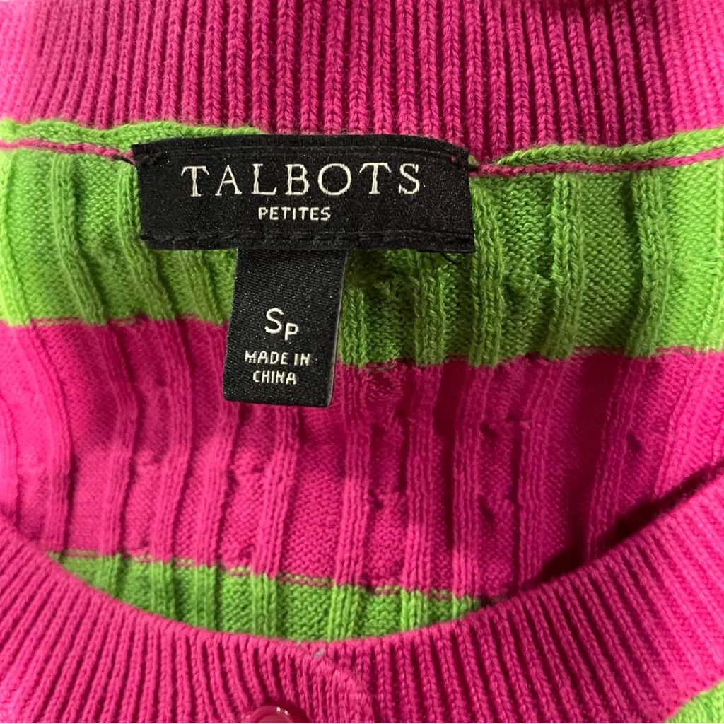 Cute avocado posh striped shaker knit cardigan button front Talbots - Image 7