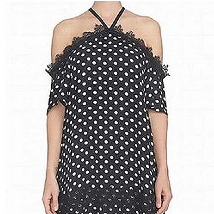 NWT CeCe X Nordstrom Crochet Lace Off The Shoulder Dress Polka Dot Lace Trim - Image 3