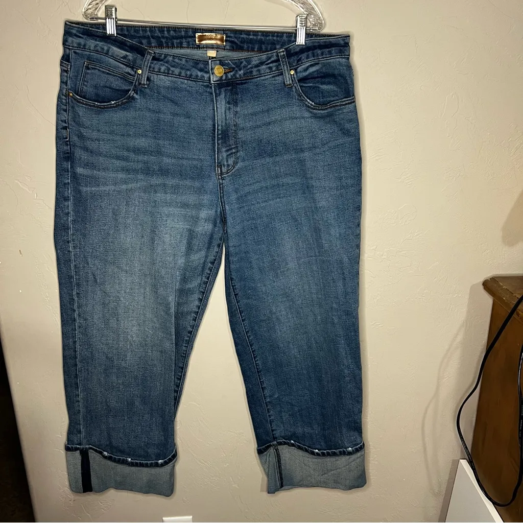 Kut from the Kloth Sierra Wide Leg High Rise Cuffed Hem Denim Jeans - Image 5