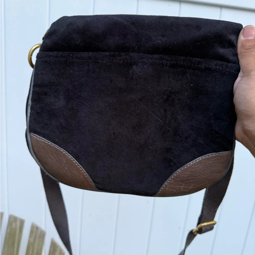Juicy Couture Y2K Crossbody Bag Purse Love Your Couture Velour Black‎ Brown H - Image 4