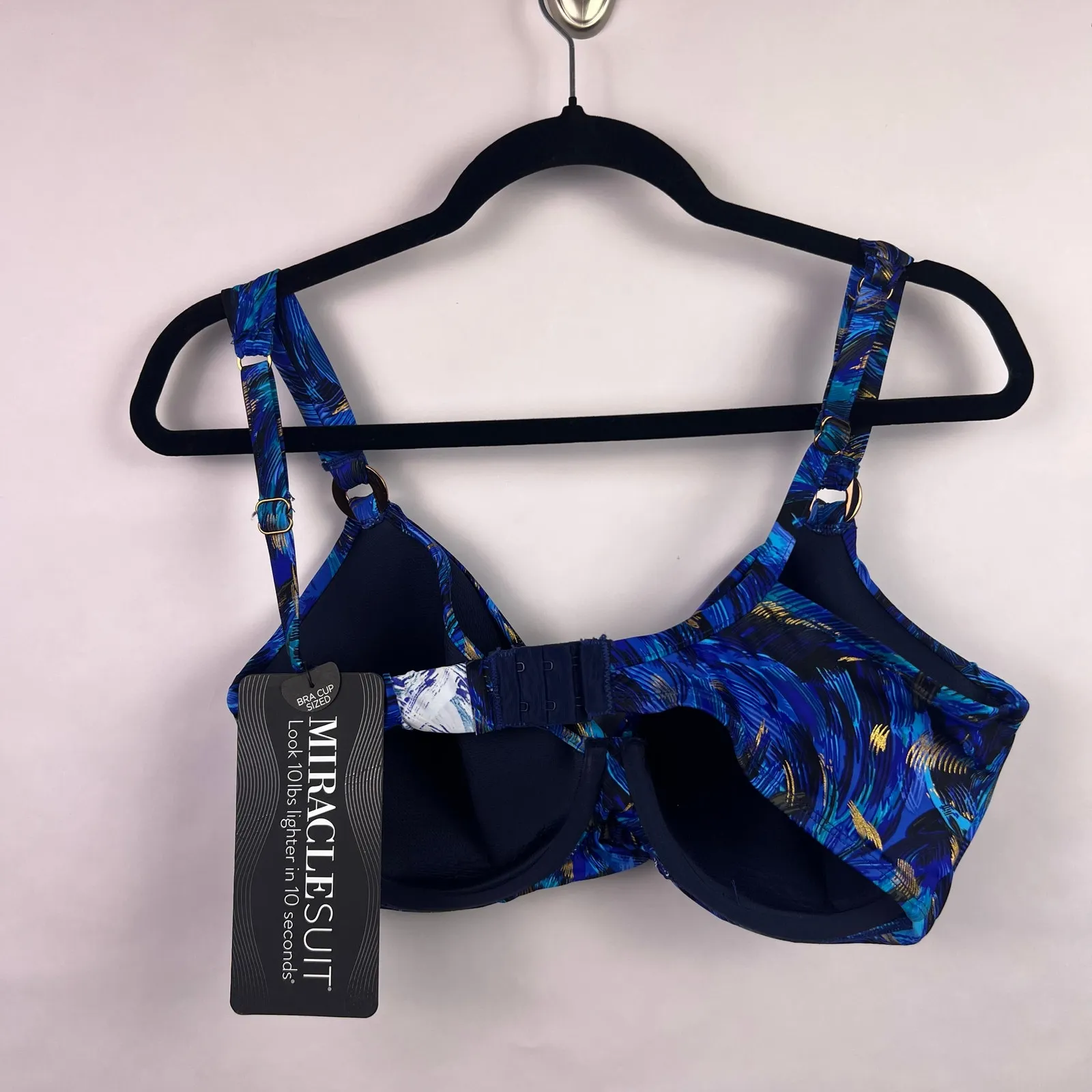 Miraclesuit Plunge Bra, Blue Multi, Nylon Spandex, Underwire Swim Top, 36DDD - Image 5