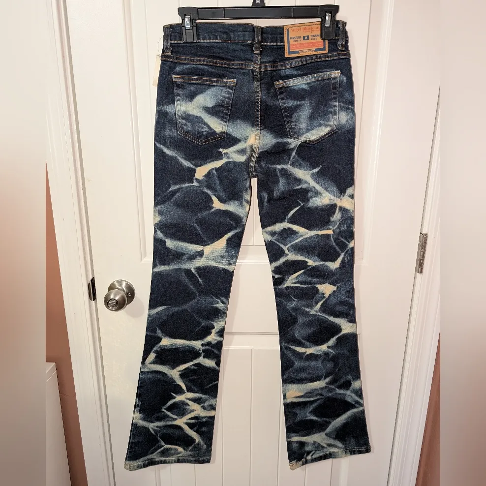 NWT Vintage Deadstock Angel Blue Jeans Bleach Tie Dye Women's Large White/Blue Size undefined - Image 2