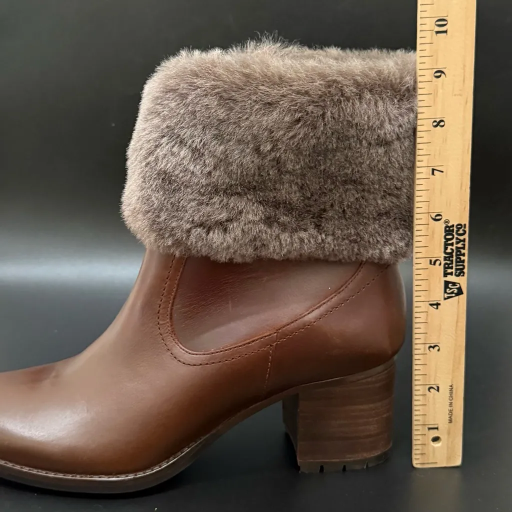TRASK Myrah Waterproof Brown Italian Sheepskin Leather Shearling Booties Size 11 - Image 10