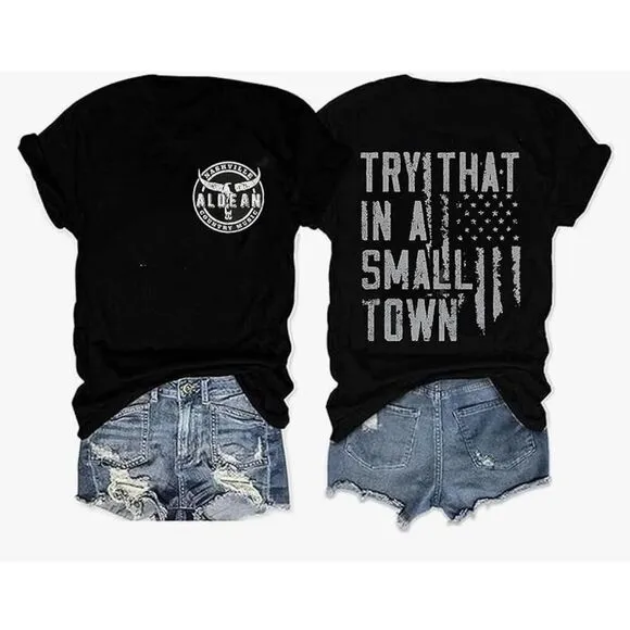 NEW Try That in a Small Town Shirt Andean Concert Vintage Graphic M Black Size M - Image 2