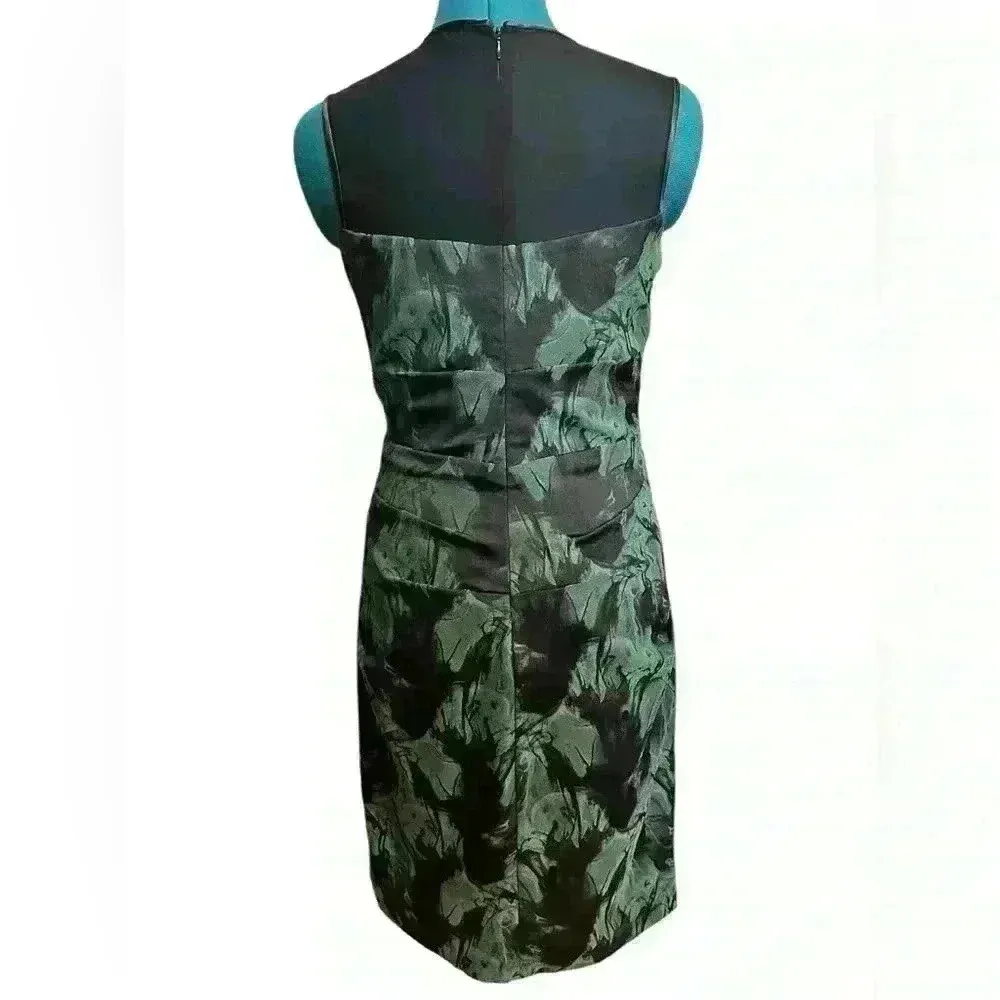 Teri Jon Rickie Freeman Green & Black Stretch Ruched Cocktail Dress NWT 6 - Image 3