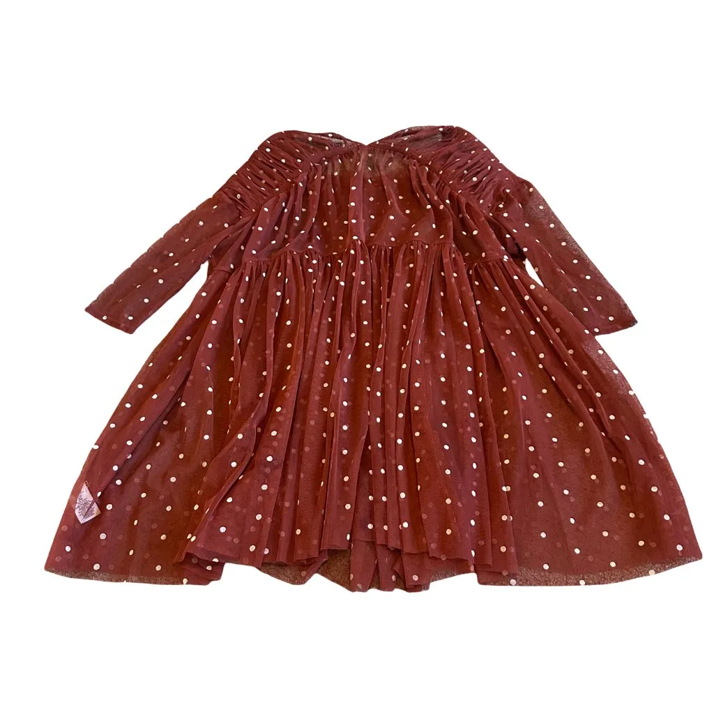 Free People Rust Orange Polka Dot Babydoll Top Sheer Chiffon Size Small Women's - Image 7