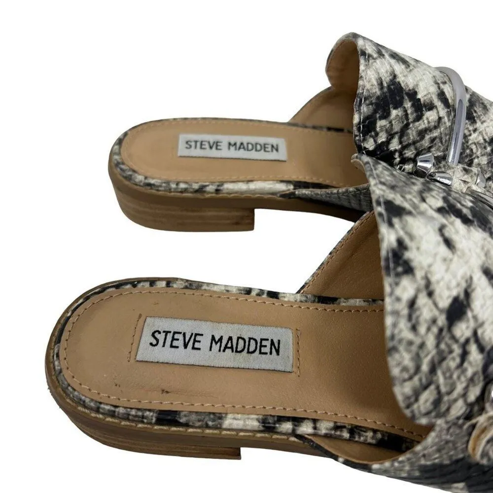 Steve Madden "Laaura" Faux Snakeskin Flats Mules Size 7M - Image 3