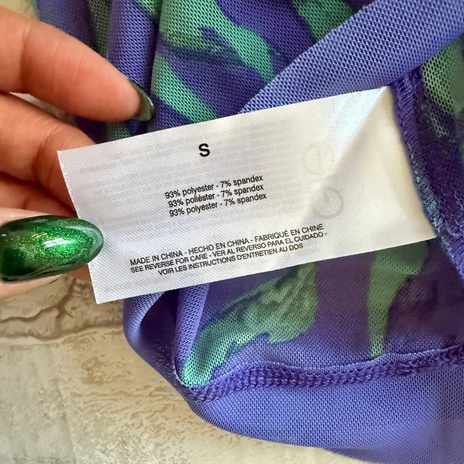 Circus Ivy Retro Lilac & Green Zebra Sheer Polyester Spandex Crop Top Sz S - Image 6