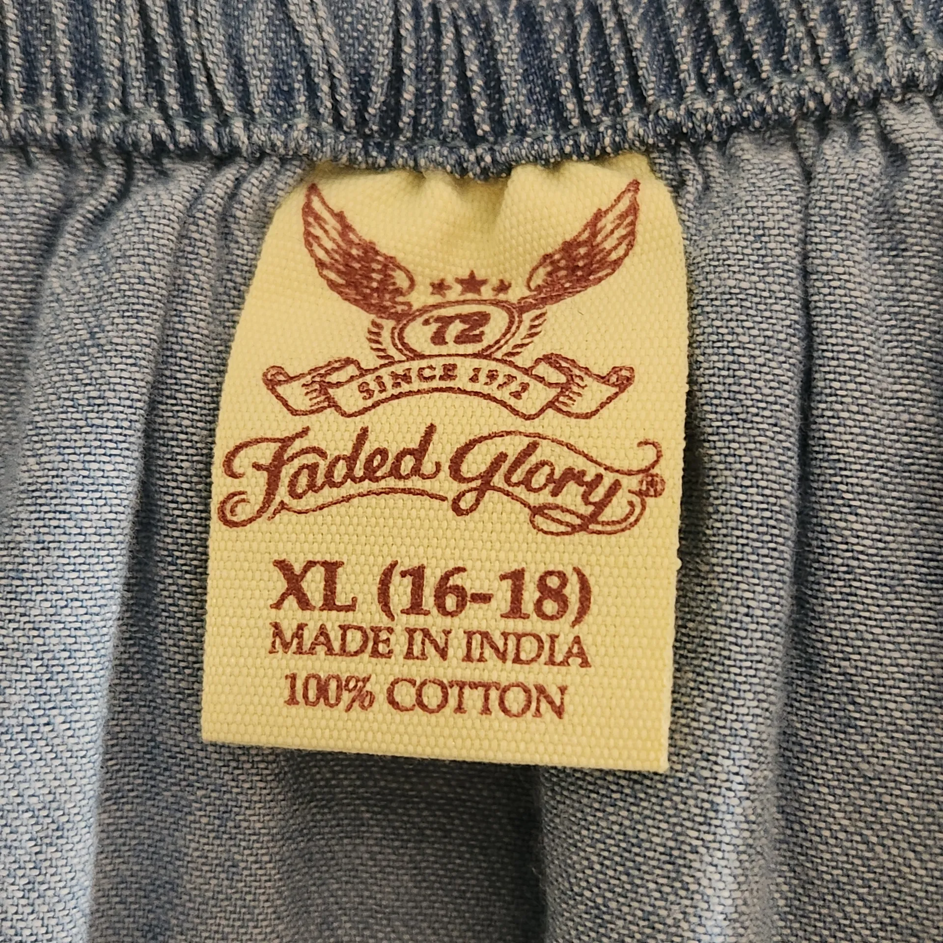 Faded Glory Blue Chambray Blouse with Ruffle Neckline Size XL 16-18 - Image 6