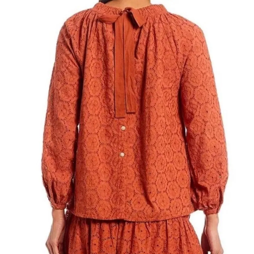 Roller Rabbit Eyelet Blouse Top in Terra - Image 14