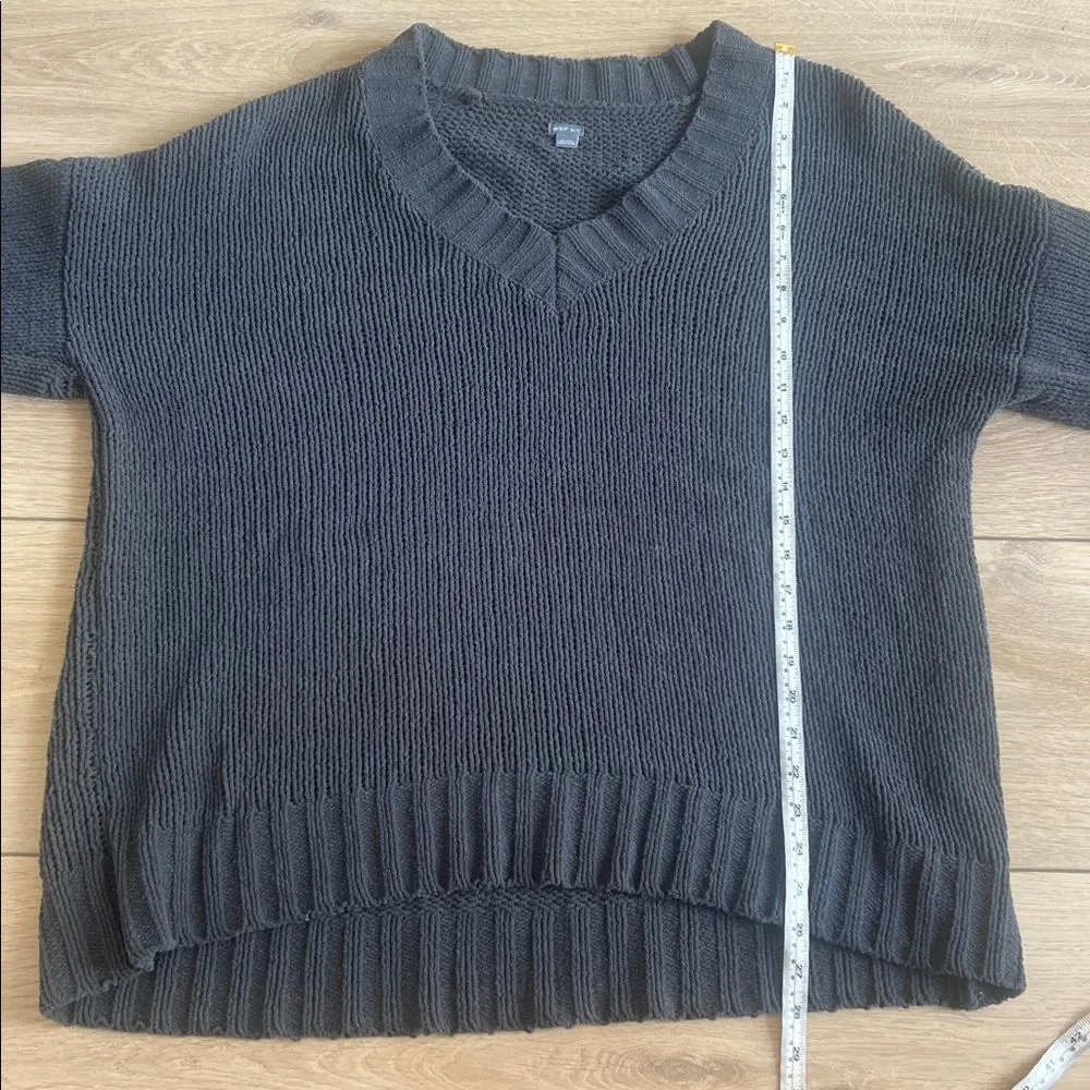 Aerie Oversized Chunky Knit Chenille Sweater Tunic V-Neck Charcoal Gray Size XS - Image 9